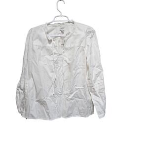 J.Crew White Pleated Sleeve Popover Top Women’s Medium Cotton Blend NWT